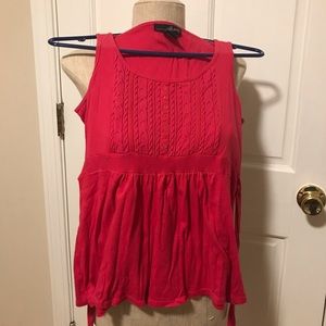 Pink cotton empire waist tank top with tie